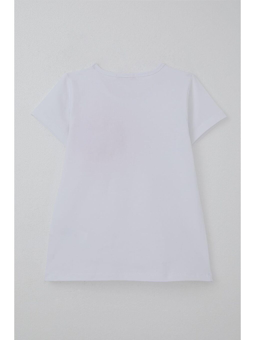 Kız Çocuk Tişört Tül Çiçek Aksesuarlı Beyaz (5-10 Yaş)-5