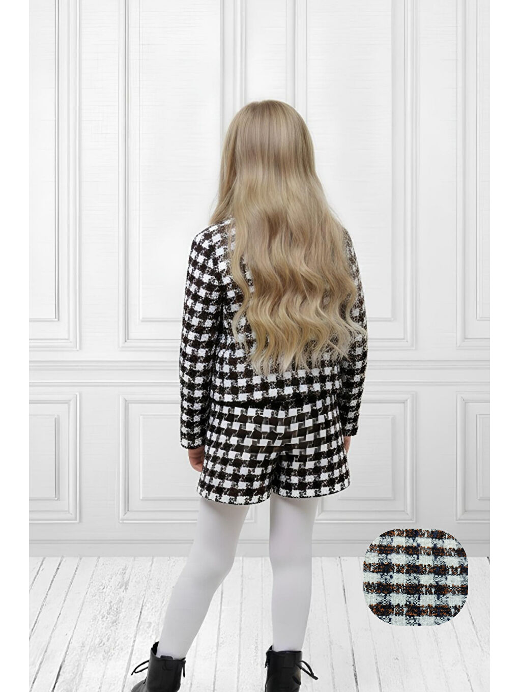 Kahverengi Kız Çocuk Ceketli Takım – Şort Etek İkili Set 2-8 Yaş 12305-1