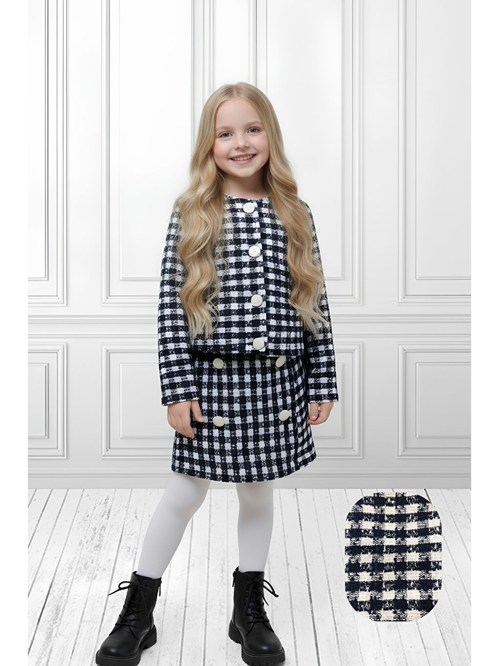 Siyah Kız Çocuk Ceketli Takım – Şort Etek İkili Set 2-8 Yaş 12305