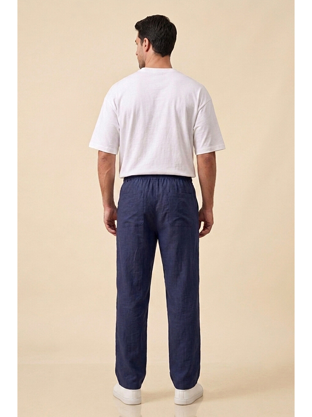 Erkek Rahat Keten Pantolon 30118 - Lacivert-1