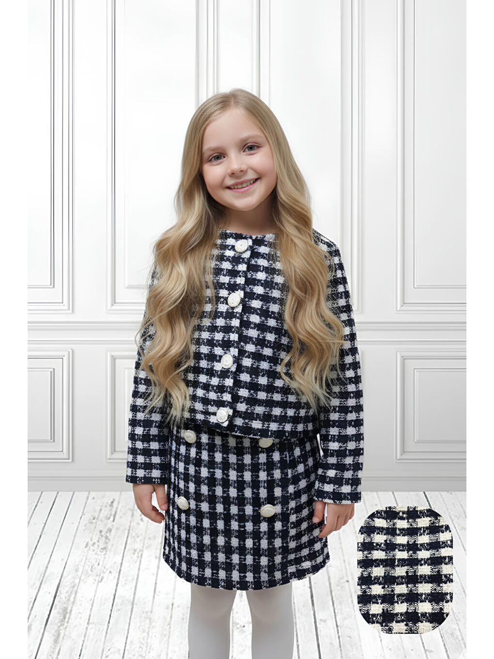Siyah Kız Çocuk Ceketli Takım – Şort Etek İkili Set 2-8 Yaş 12305-1