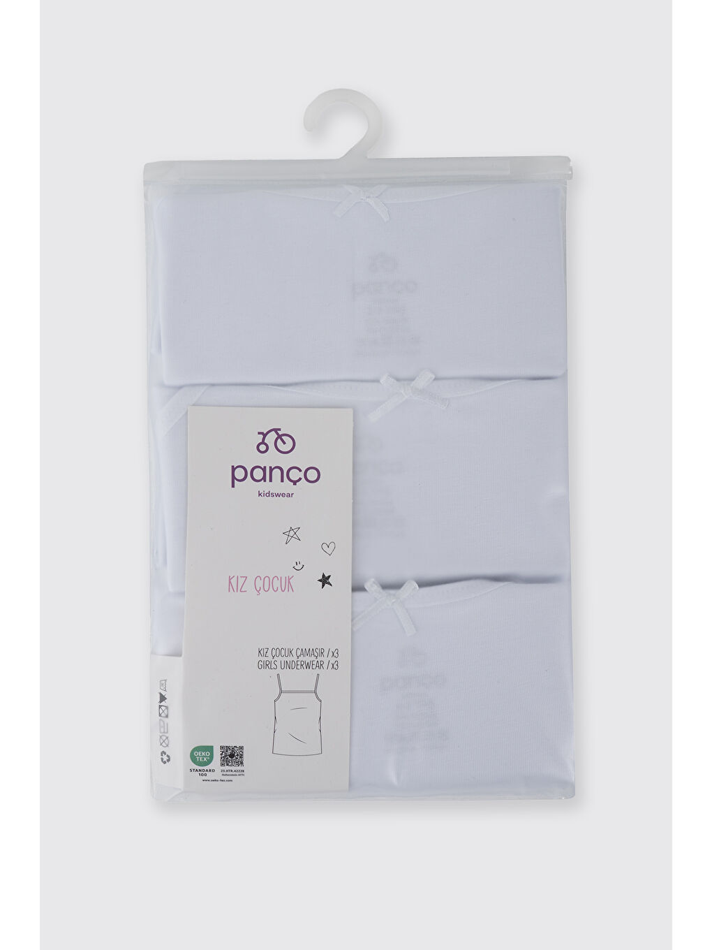 Kız Çocuk İp Askılı Beyaz 3'lü Atlet Seti-2