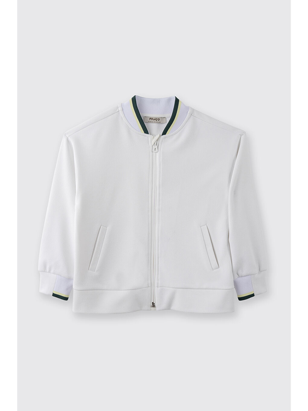 Erkek Çocuk Yakası Ribanalı Cepli Fermuarlı Ekru Sweatshirt-4