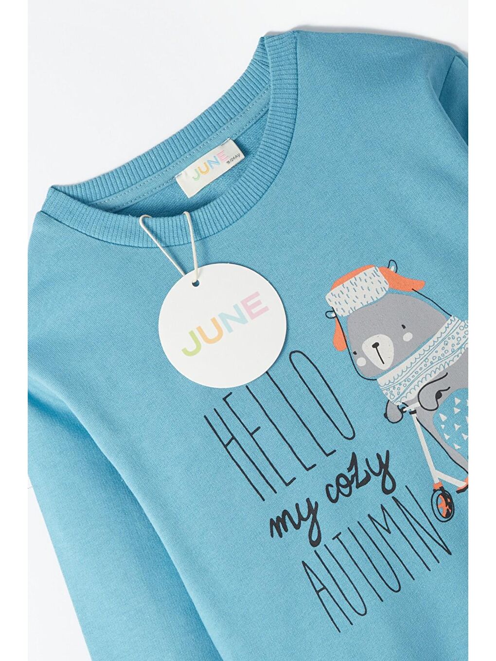 June Petrol Bisiklet Yaka Uzun Kollu Baskılı Kız Bebek Sweatshirt - 3