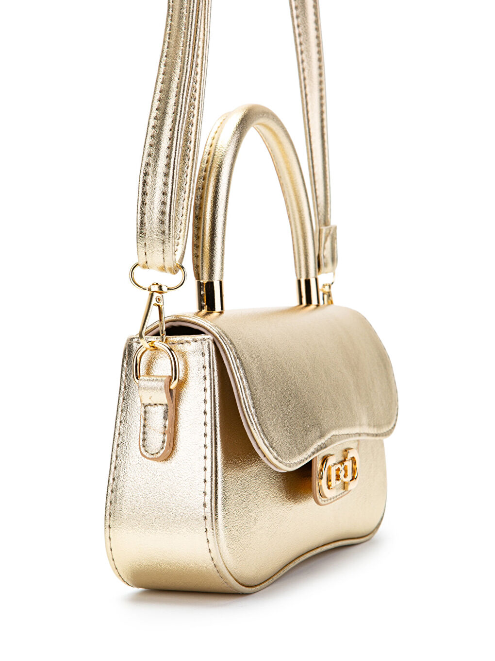 Sarı Kapaklı Baget Adel Çapraz Kadın Çanta Gold-1