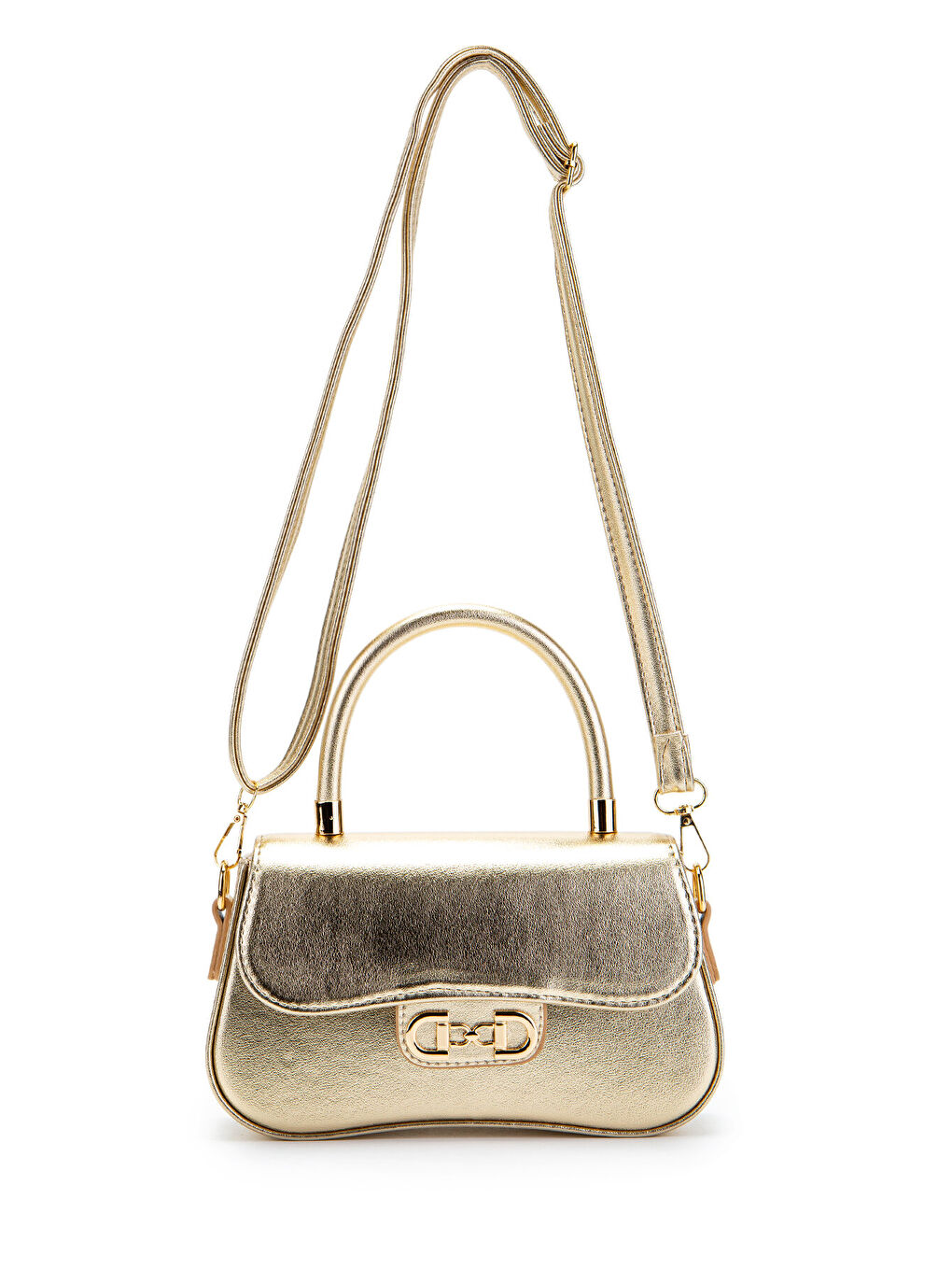 Sarı Kapaklı Baget Adel Çapraz Kadın Çanta Gold-2