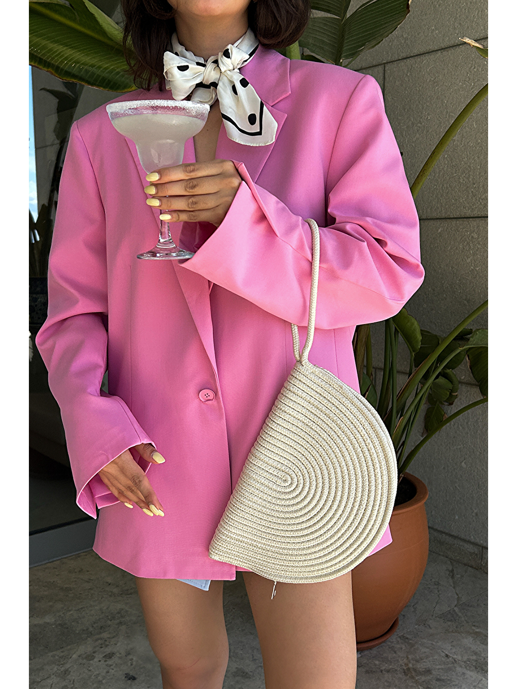 Ekru Most Hasır Clutch Çanta Krem-8