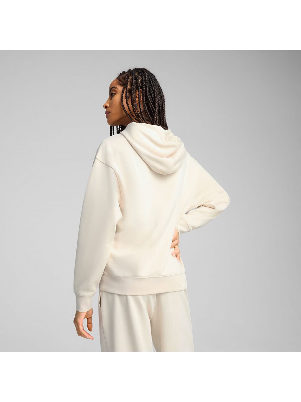 Beyaz ESS SCRIPT Comfort Kadın Kapüşonlu SWEATSHIRT-2