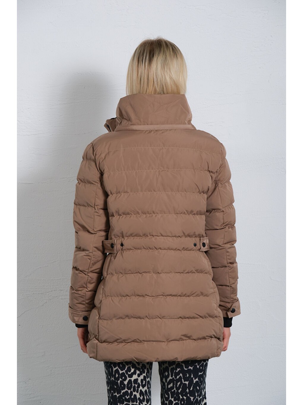 Bej Çıkabilir Suni Kürklü Kapüşon, Su İticili Kumaş, Kadın Anorak Mikro Mont Kaban @jasmin-4
