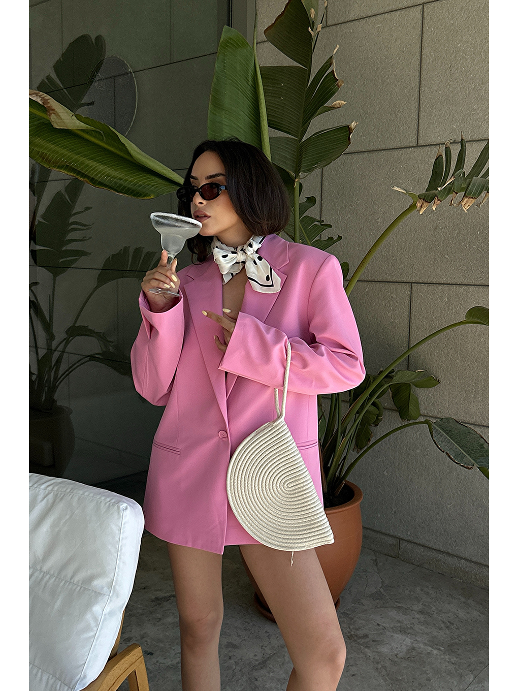 Ekru Most Hasır Clutch Çanta Krem-9