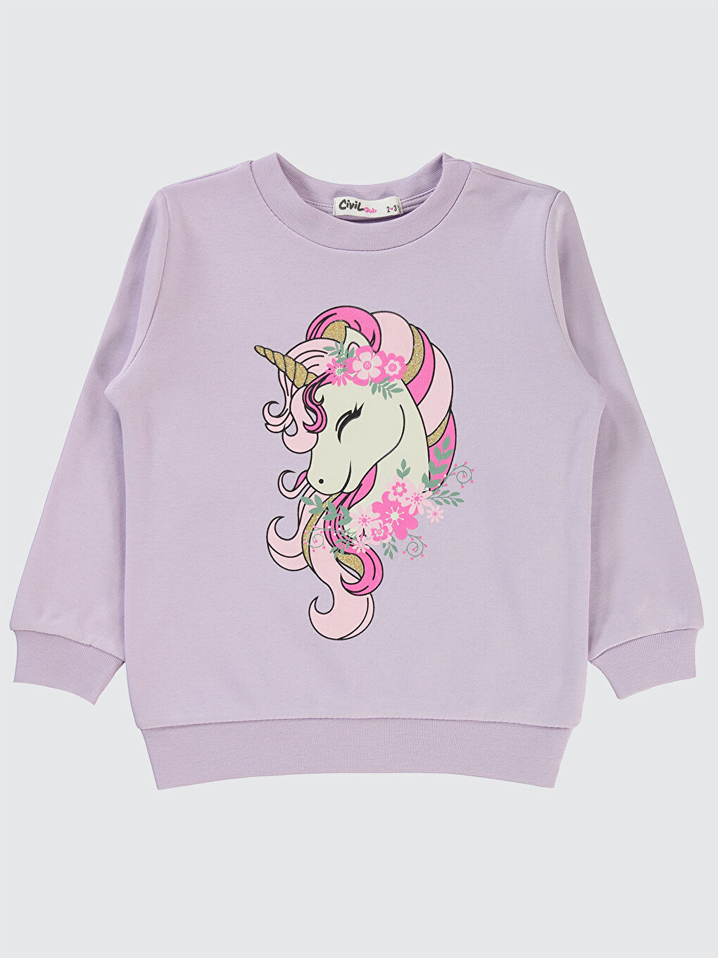 Civil Mor Girls Kız Çocuk Sweatshirt 2-5 Yaş Nazik Lavanta