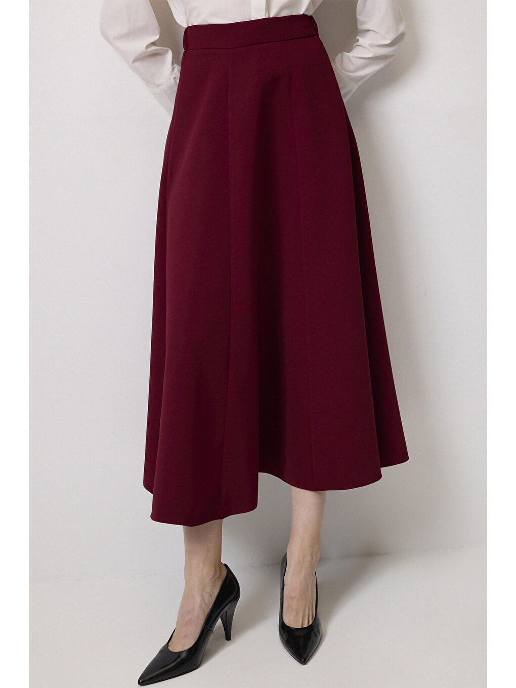 Bordo A Kesim Krep Etek-2