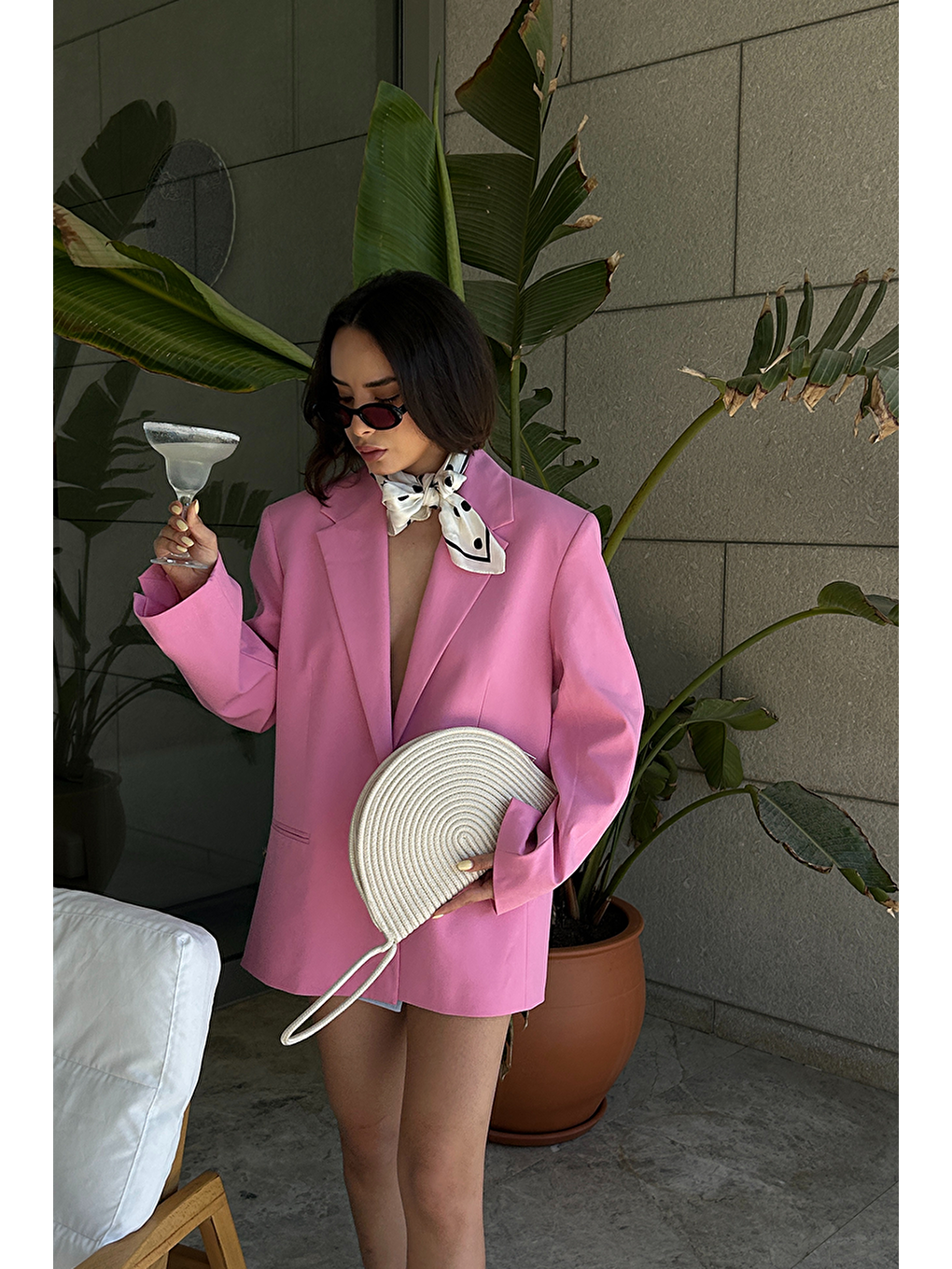 Ekru Most Hasır Clutch Çanta Krem-10