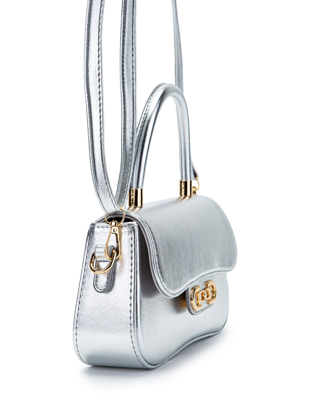 Gri Kapaklı Baget Adel Çapraz Kadın Çanta Gümüş-1