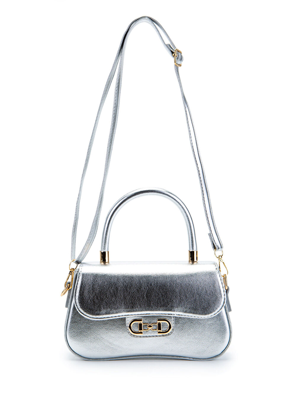 Gri Kapaklı Baget Adel Çapraz Kadın Çanta Gümüş-2