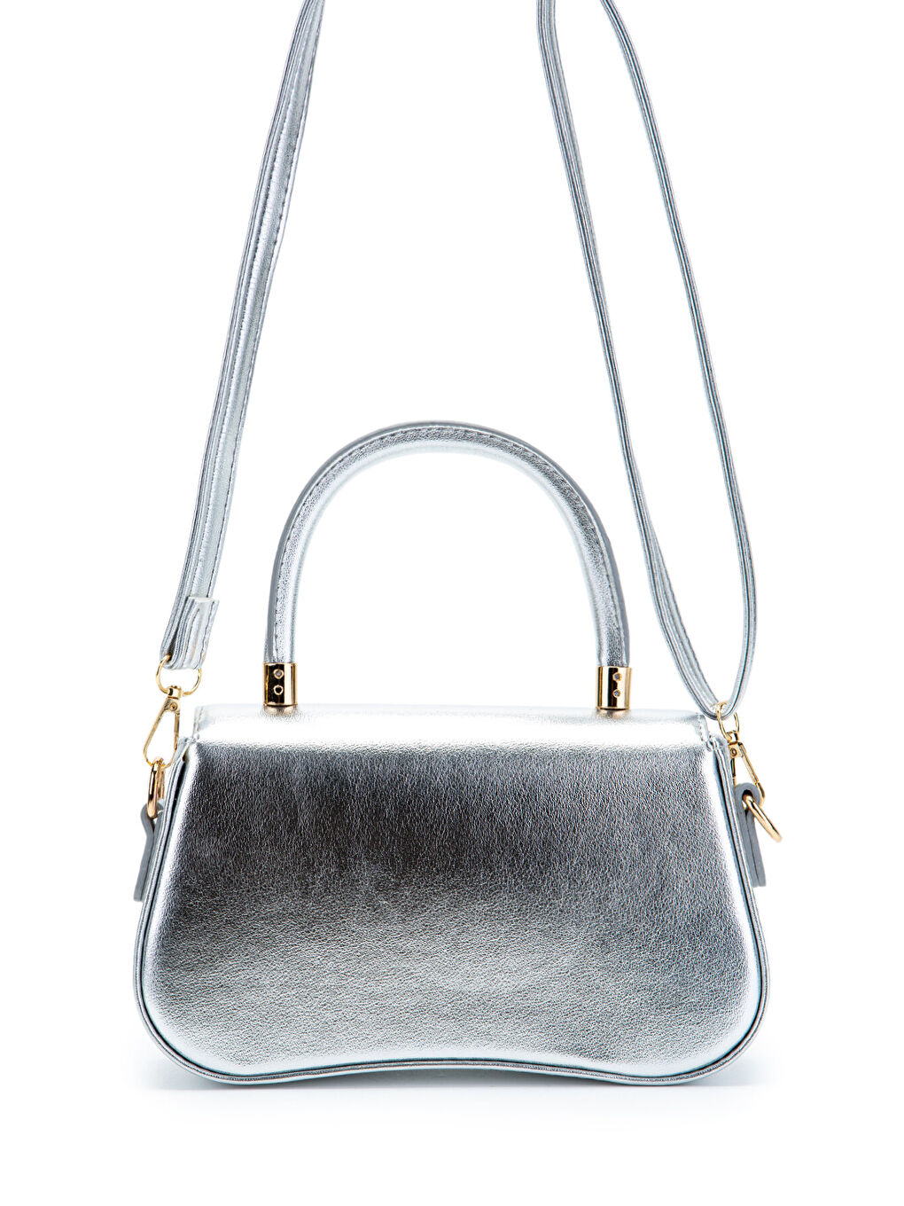 Gri Kapaklı Baget Adel Çapraz Kadın Çanta Gümüş-3