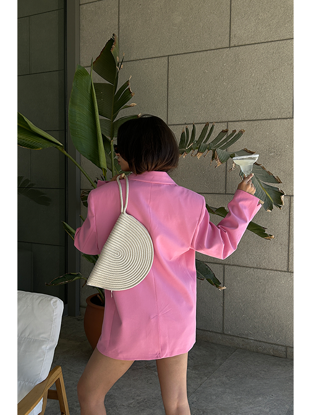 Ekru Most Hasır Clutch Çanta Krem-11