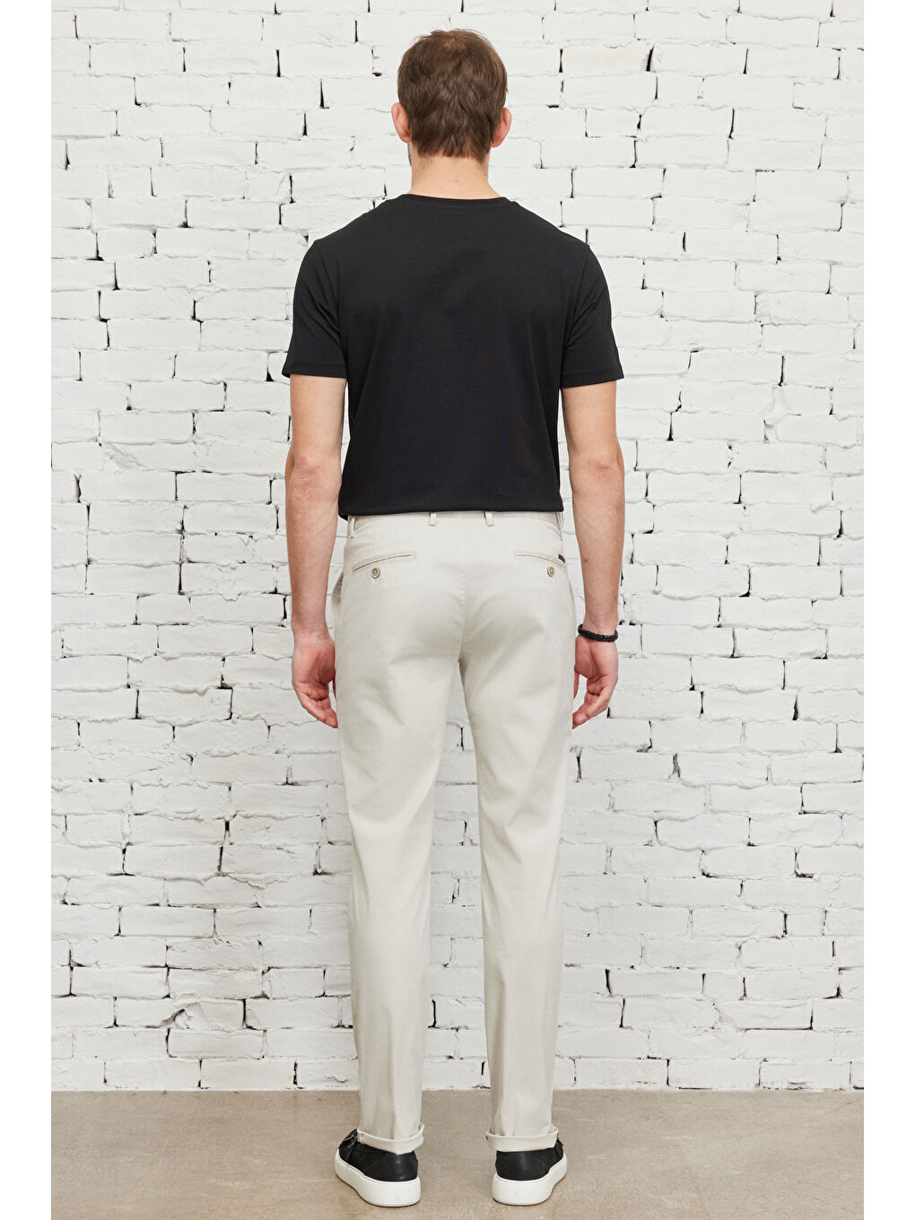 Bej Erkek Taş Slim Fit Dar Kesim Pamuklu Esnek Yan Cep Casual Pantolon-3