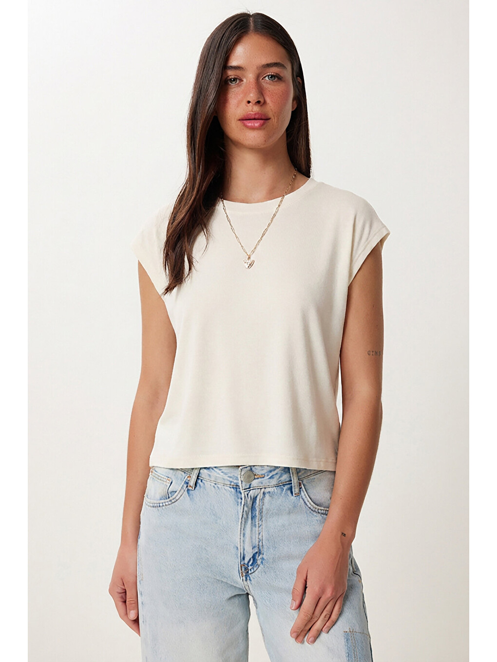 3’lü Paket Basic Viskon T-shirt Siyah Haki Ekru Lrn0044-3
