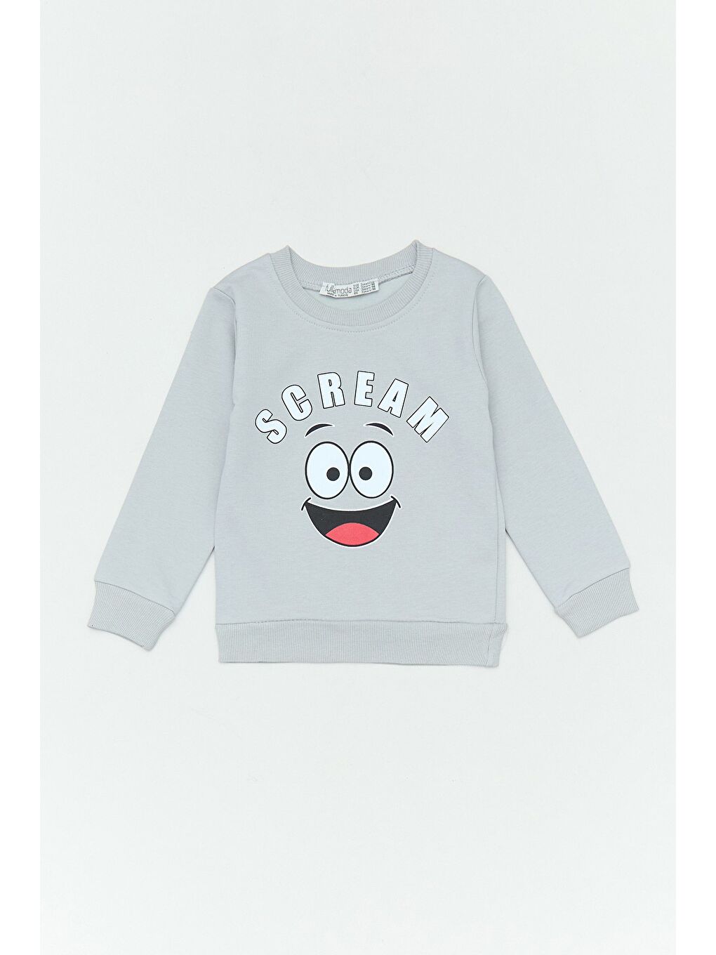 Gri Scream Yazı Baskılı Erkek Çocuk Sweatshirt