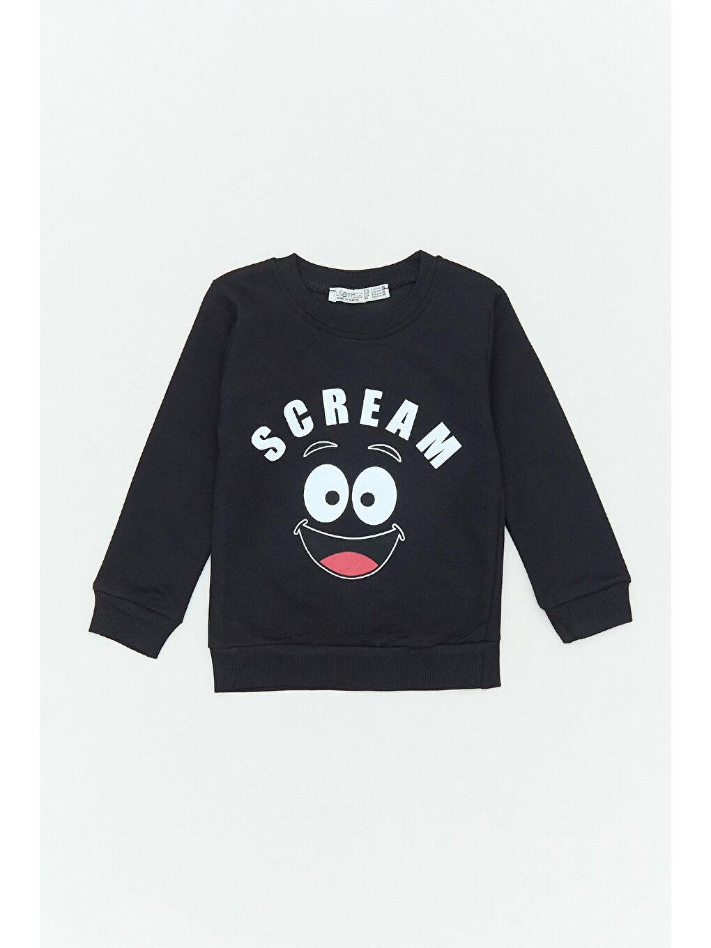 Siyah Scream Yazı Baskılı Erkek Çocuk Sweatshirt
