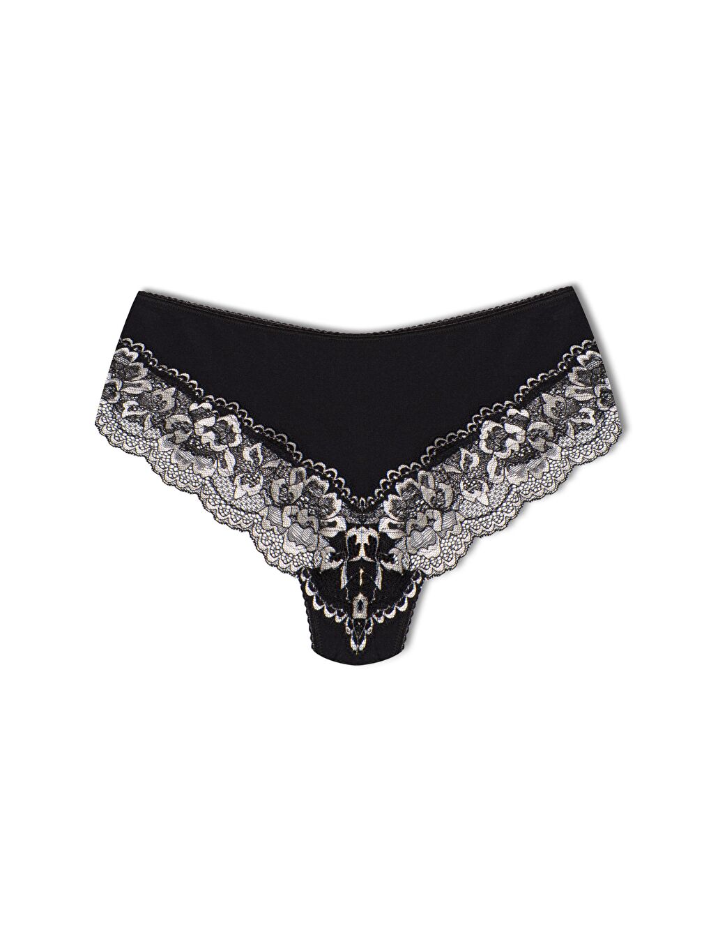 Siyah Paçası Çift Renk Dantel Kadın Külot 2'li-5