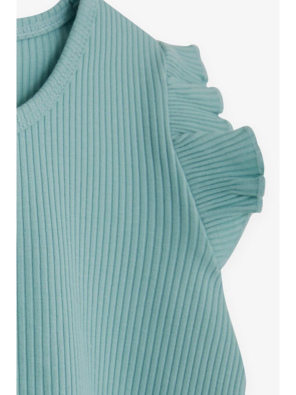 Turkuaz Kız Çocuk Uzun Kollu Bluz Fırfırlı Su Yeşili (2-5 Yaş)-2