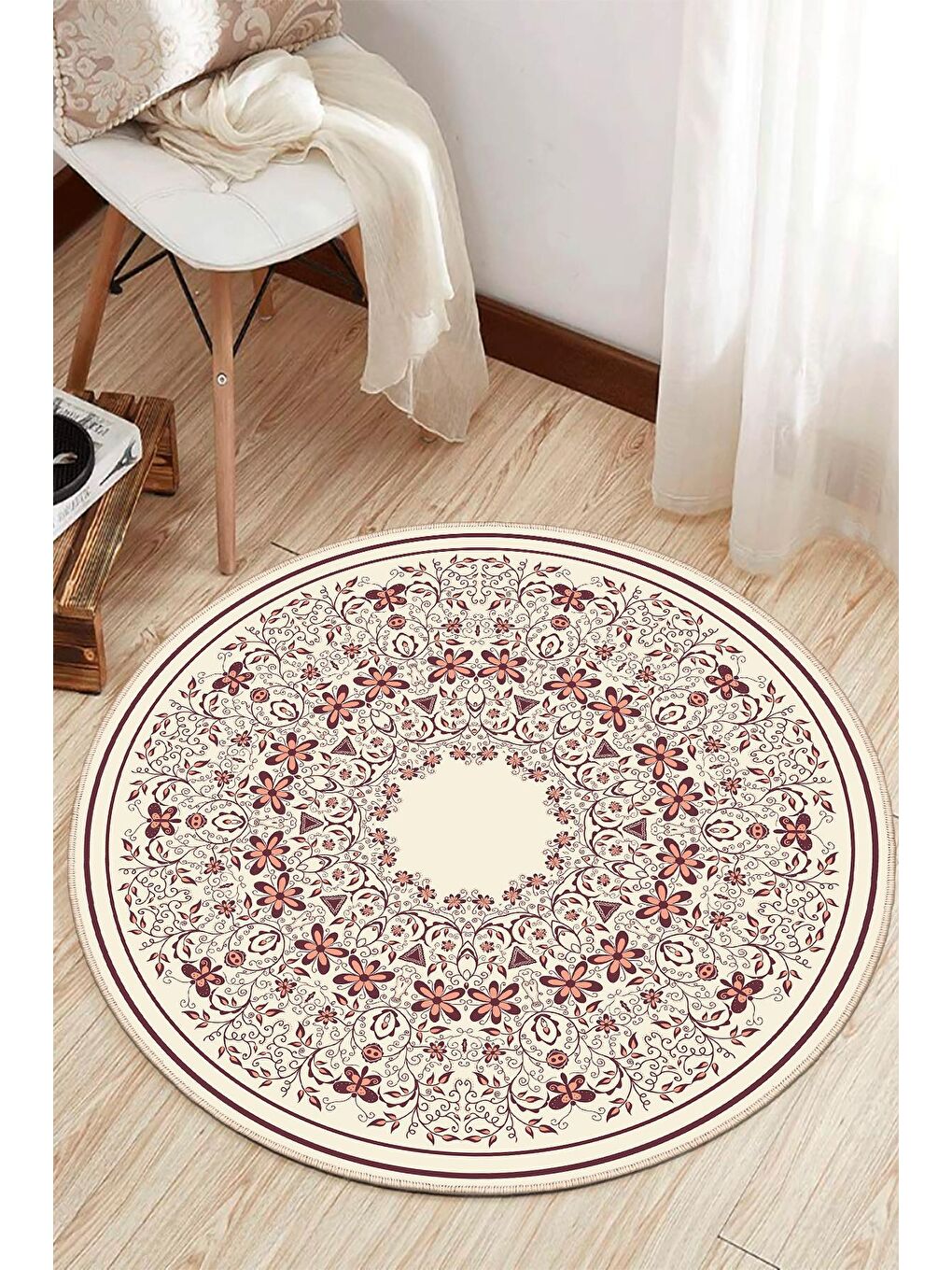 Kahverengi Dekoratif Özel Tasarım Modern Halısı 80x80 cm