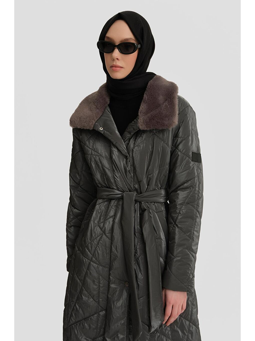 Gri Antrasit Kadın Mont-1