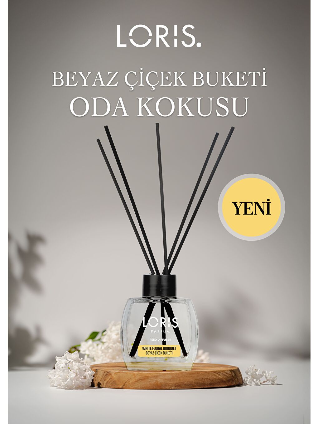 Renksiz Beyaz Çiçek Buketi Çubuklu Oda Kokusu 120 ML-1