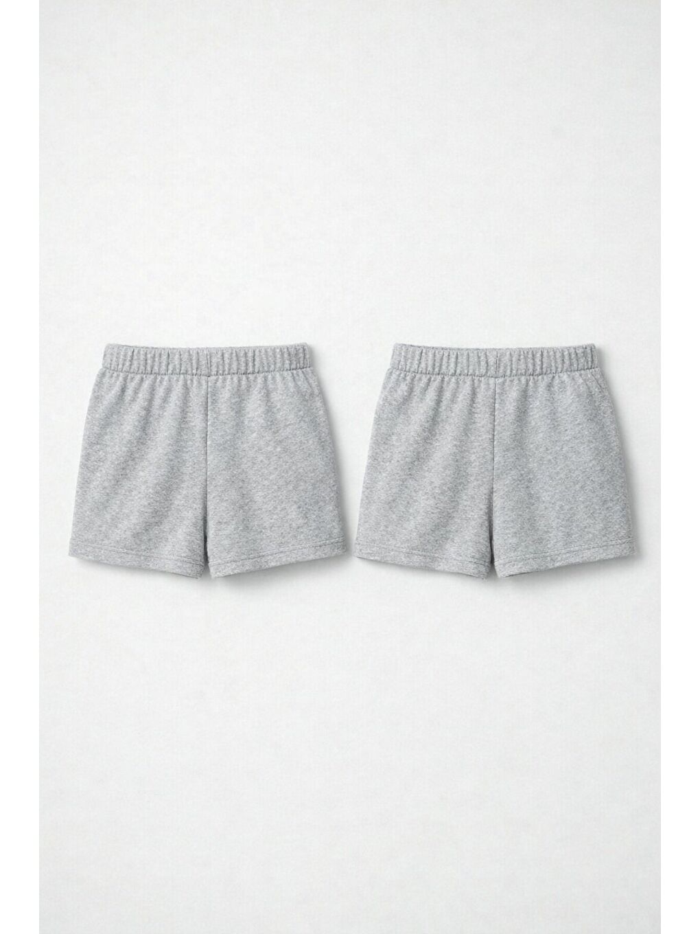 Gri 2li Set Genç Kız Beli Lastikli Basic Pamuklu Şort