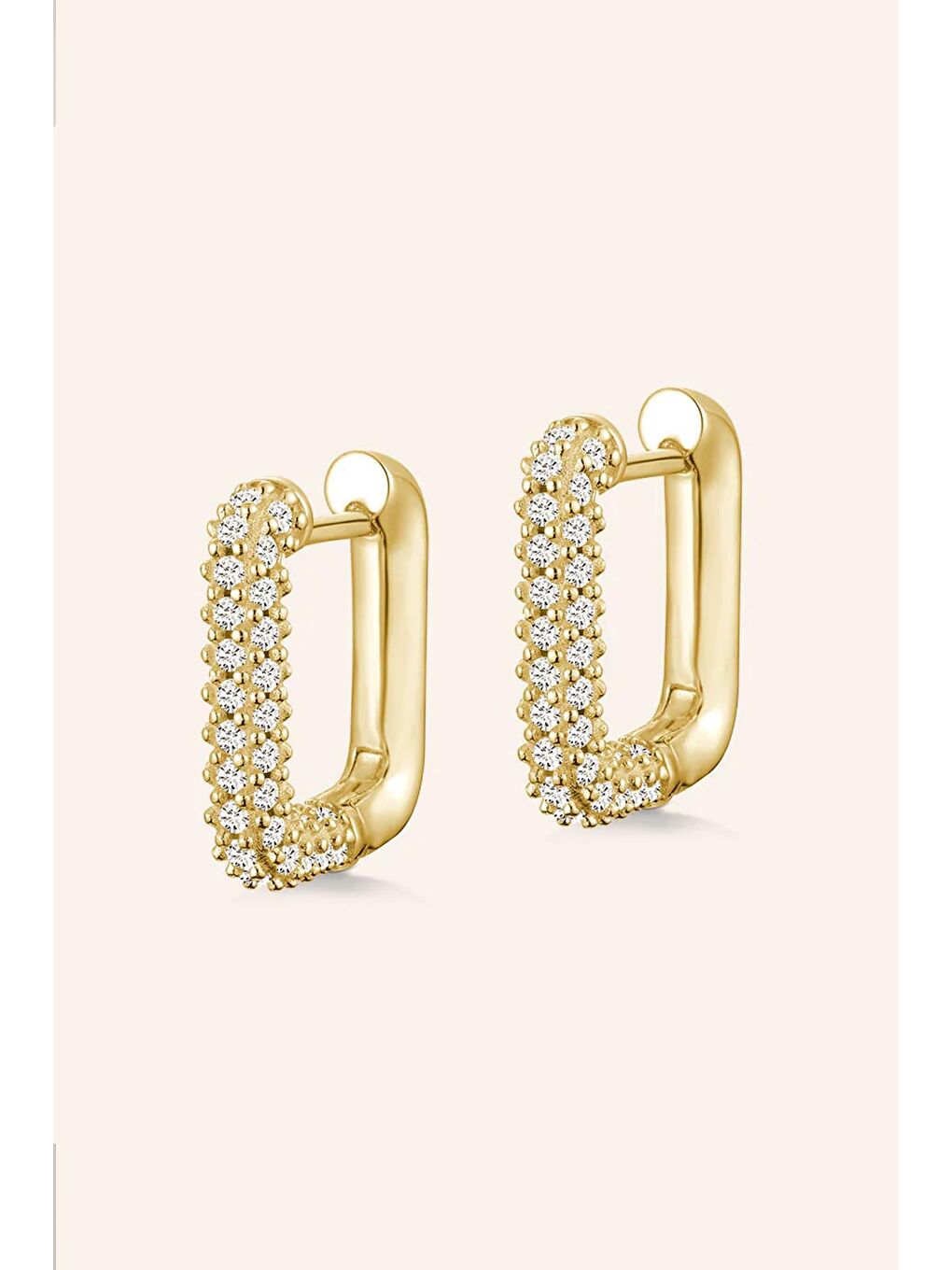 Sarı Anı Yaşa Minimal Gömme Taşlı Huggie Küpe-2