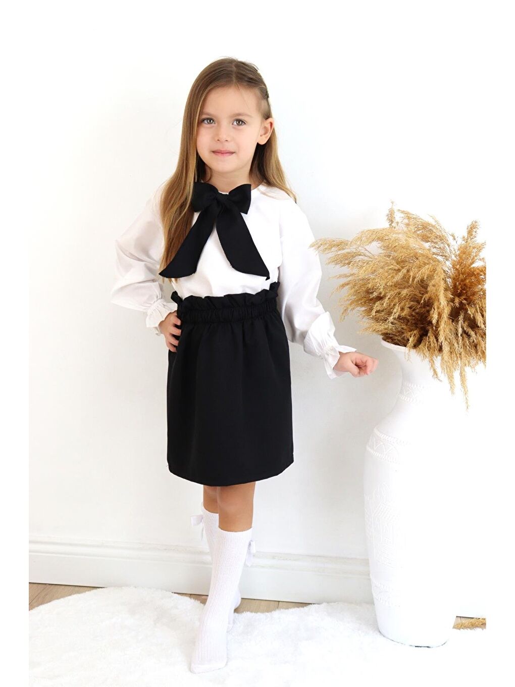 Siyah Kız Çocuk Etek ve Bluz Takım-4