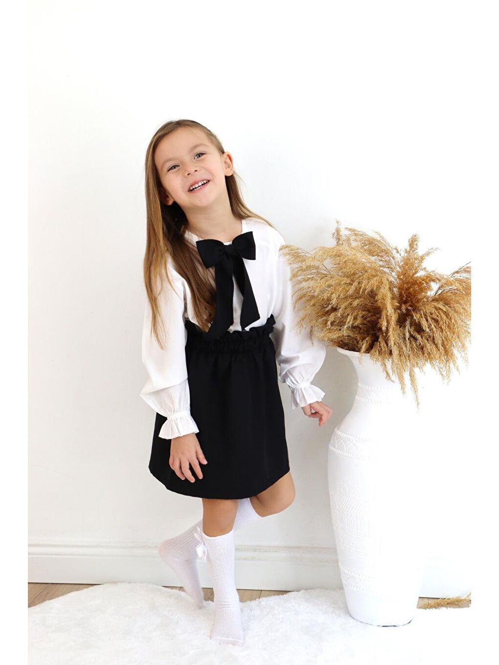 Siyah Kız Çocuk Etek ve Bluz Takım-5