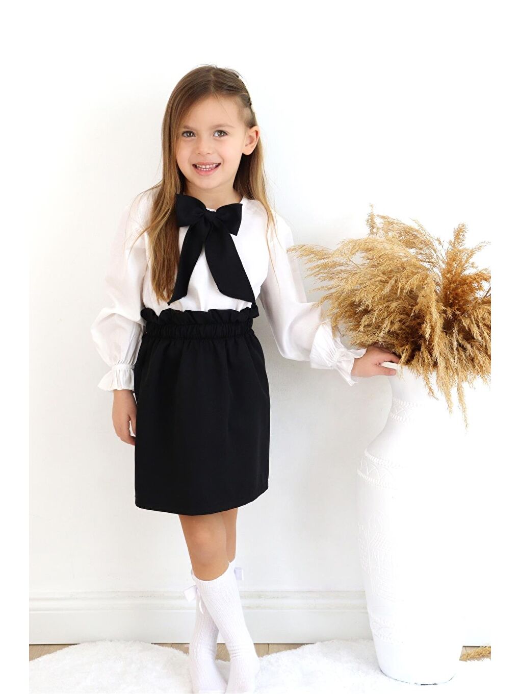 Siyah Kız Çocuk Etek ve Bluz Takım-6