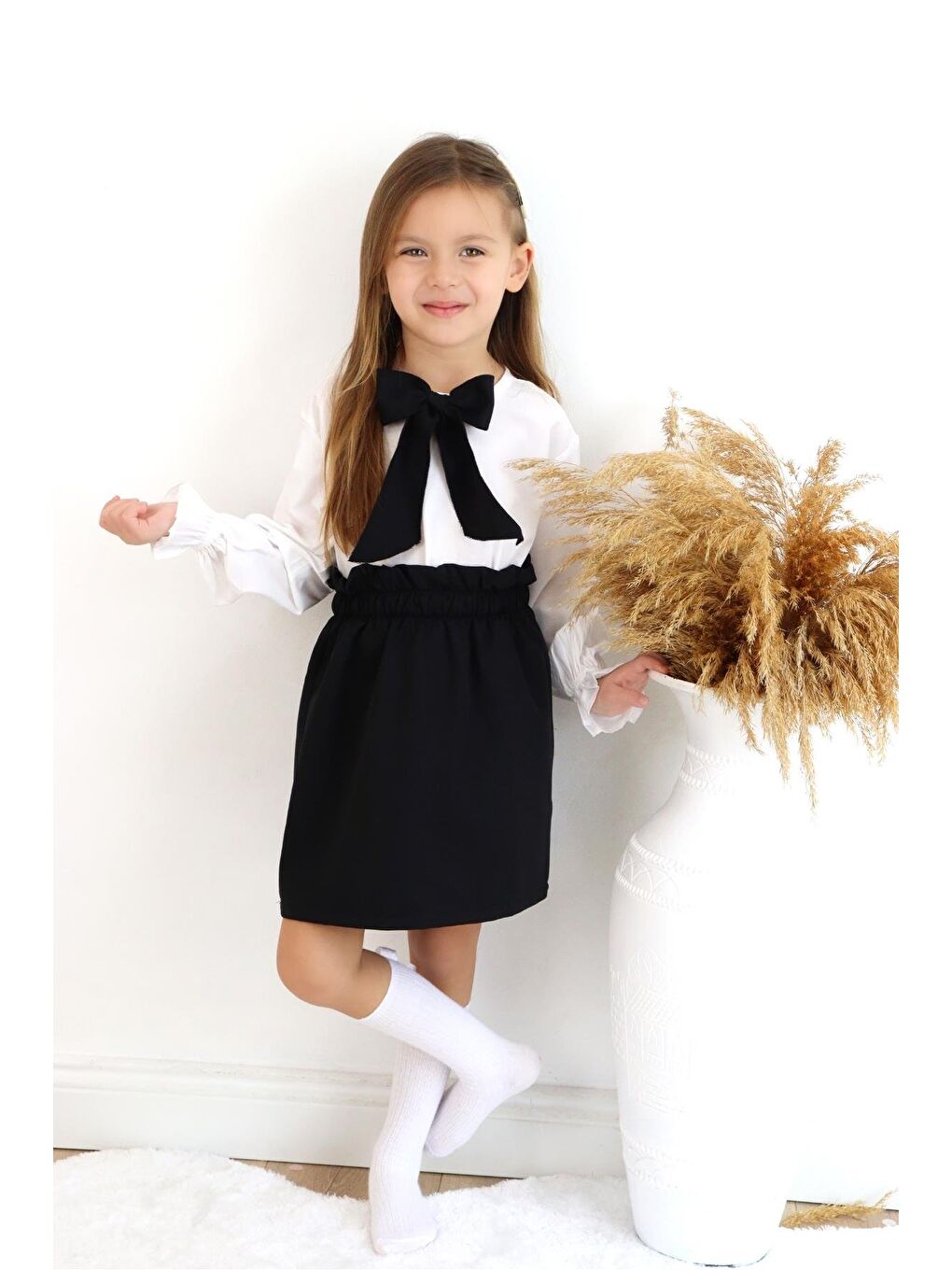 Siyah Kız Çocuk Etek ve Bluz Takım-7