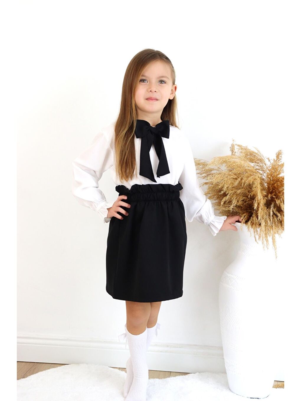 Siyah Kız Çocuk Etek ve Bluz Takım-8