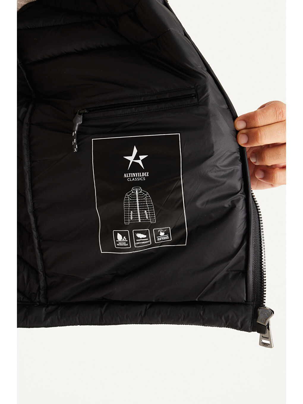 Erkek Siyah Standart Fit Normal Kesim Dik Yaka Mont-2