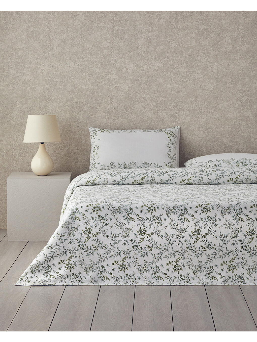 Natur Baskılı Tek Kişilik Pike Takımı 150x220 cm Yeşil