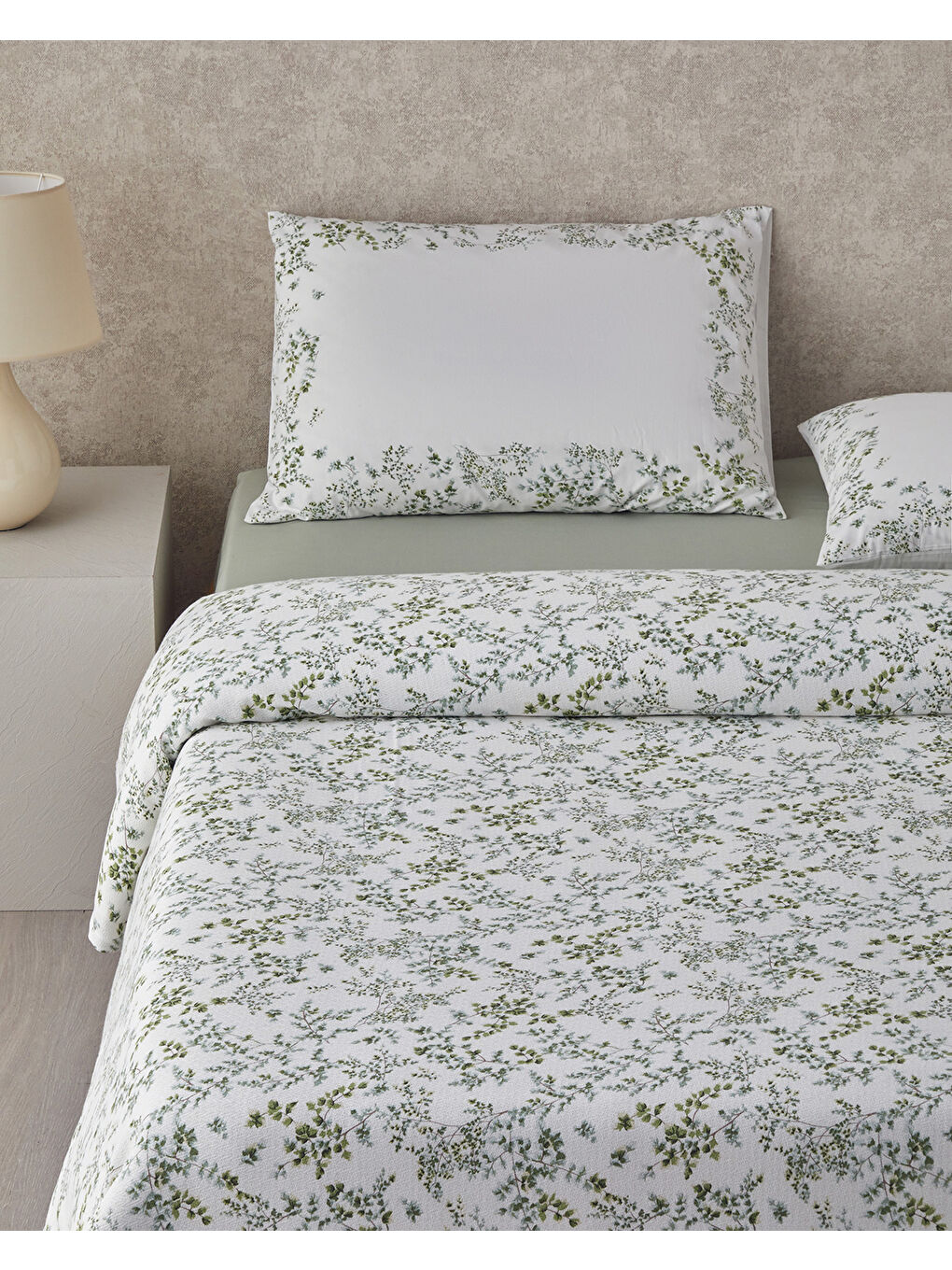 Natur Baskılı Tek Kişilik Pike Takımı 150x220 cm Yeşil-1