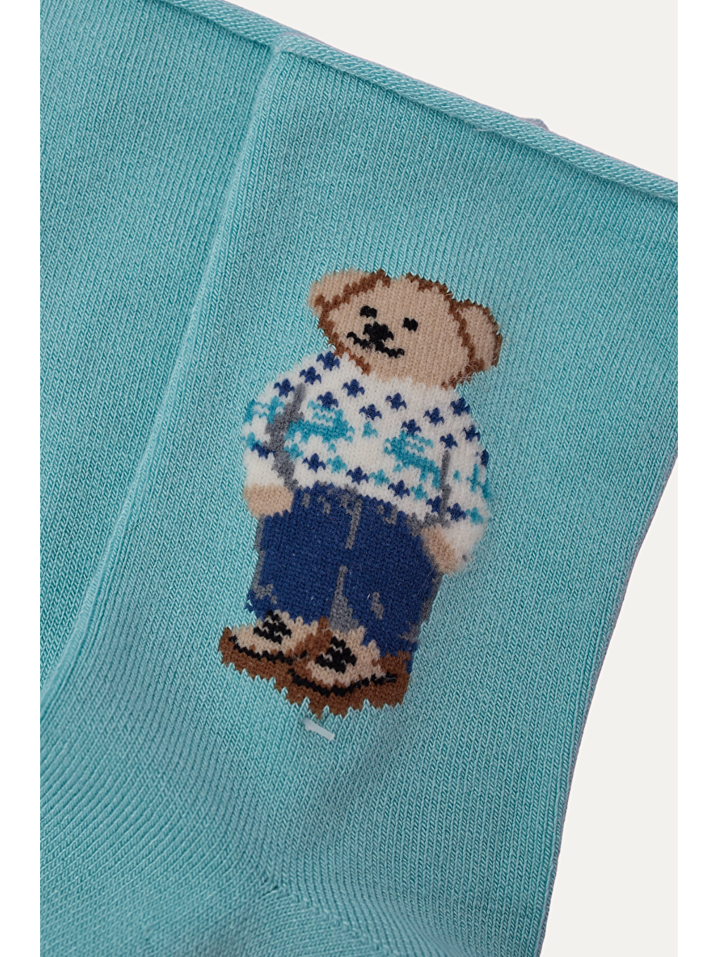 Çocuk Teddy Desenli Lastiksiz Modal Soket Çorap Mavi-1