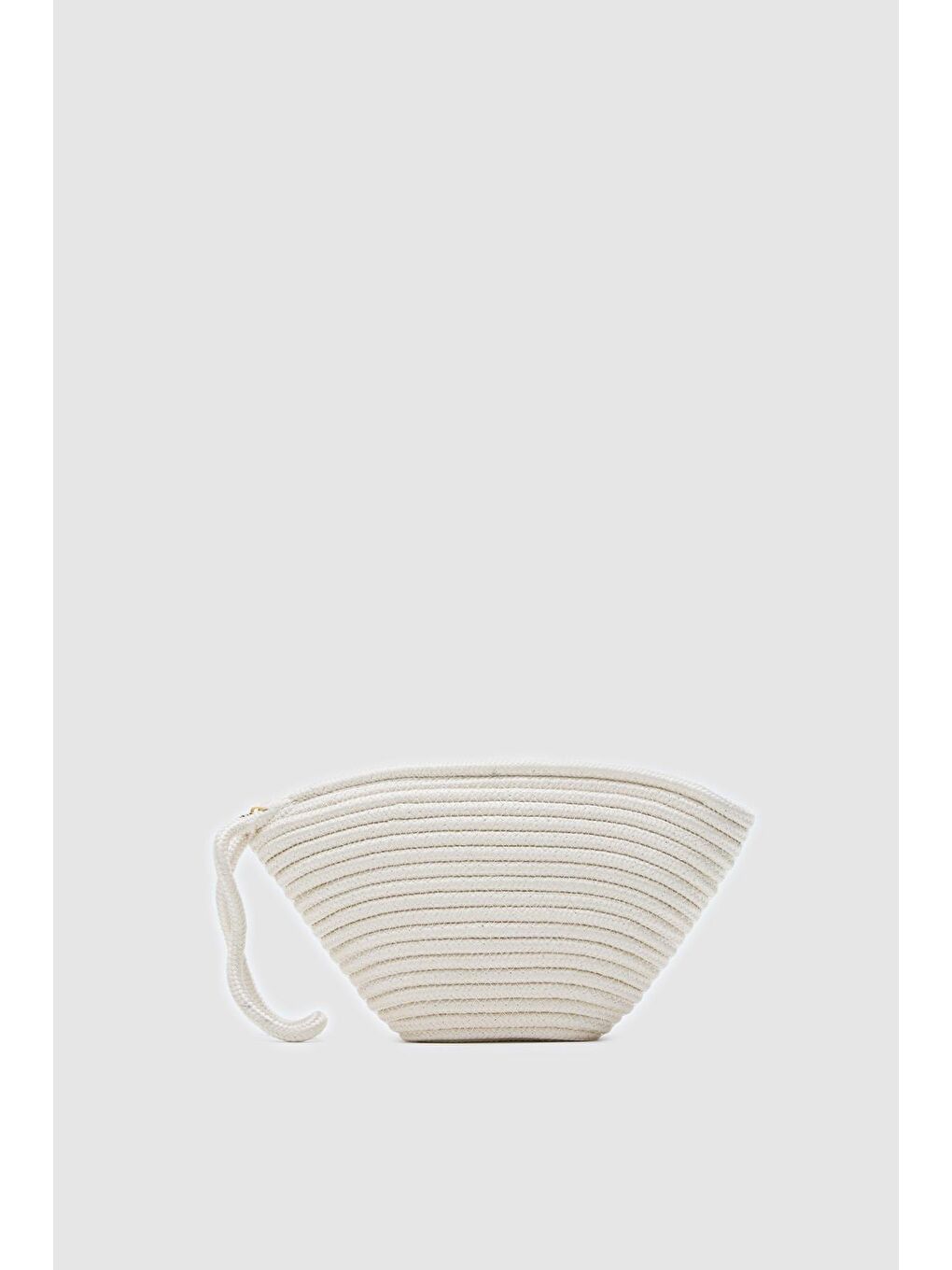 Ekru Rome Handmade Hasır Clutch Çanta Krem-3
