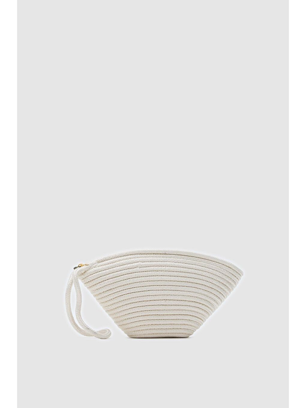 Ekru Rome Handmade Hasır Clutch Çanta Krem-4