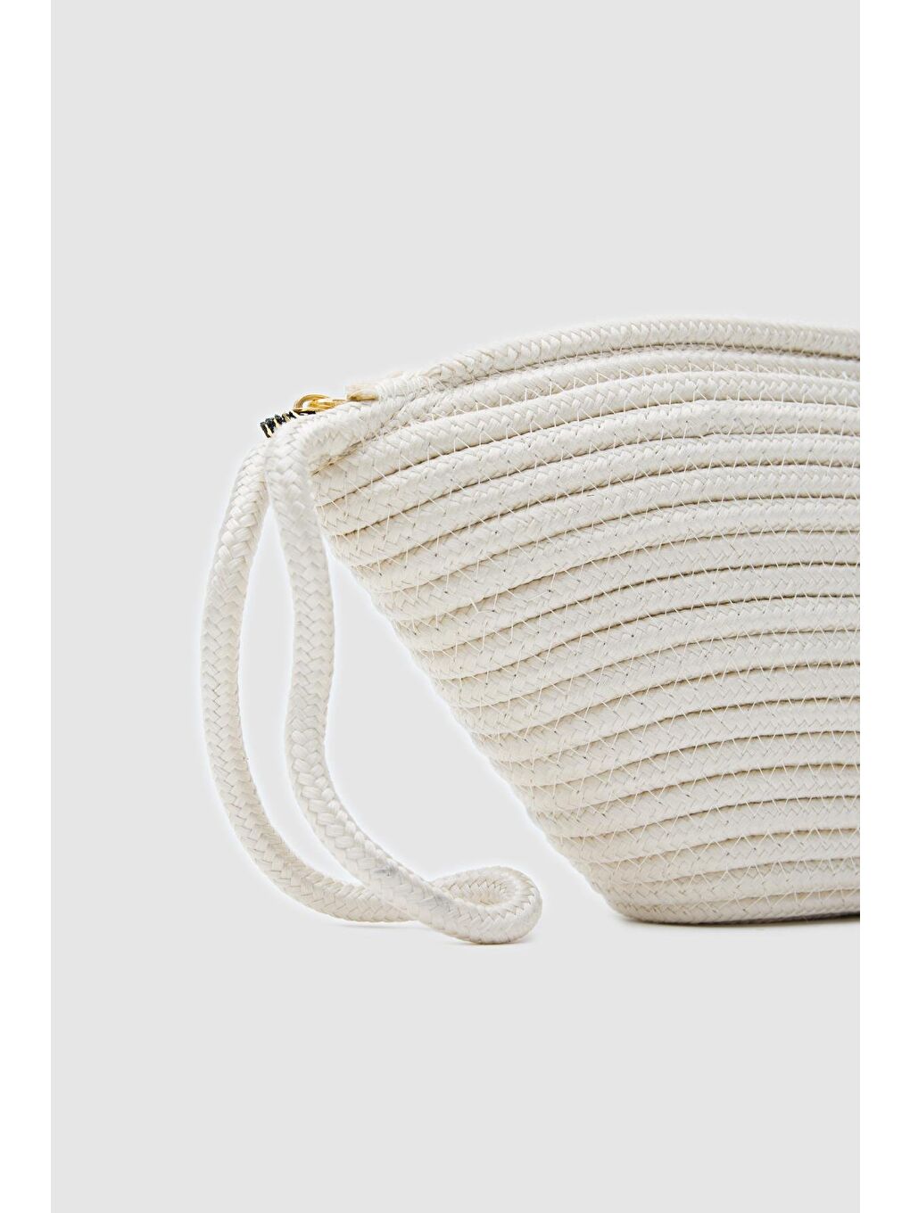 Ekru Rome Handmade Hasır Clutch Çanta Krem-5