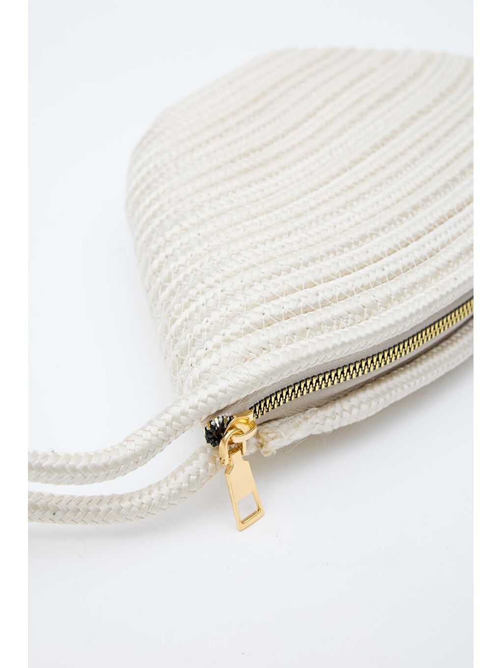 Ekru Rome Handmade Hasır Clutch Çanta Krem-6