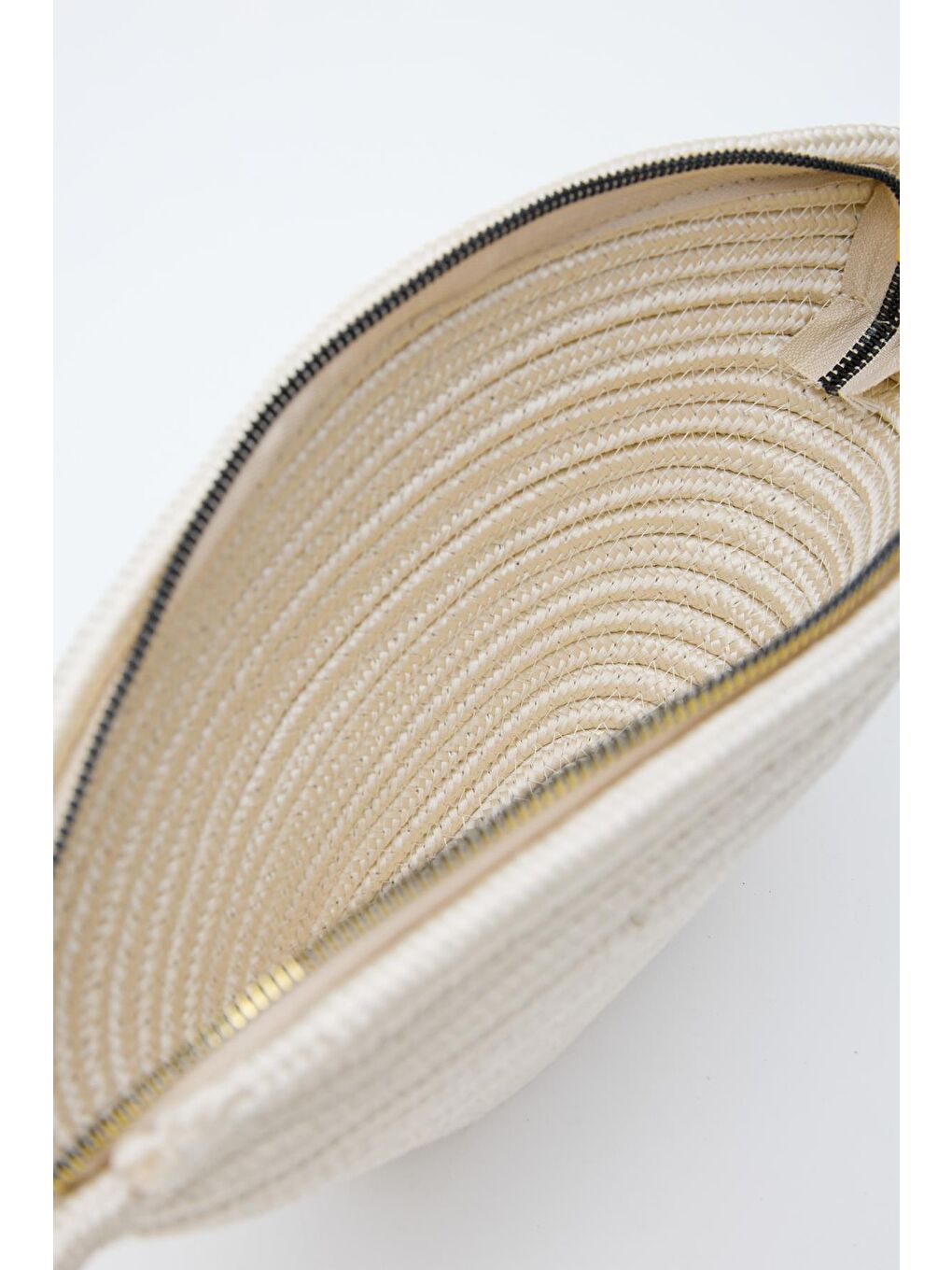 Ekru Rome Handmade Hasır Clutch Çanta Krem-7