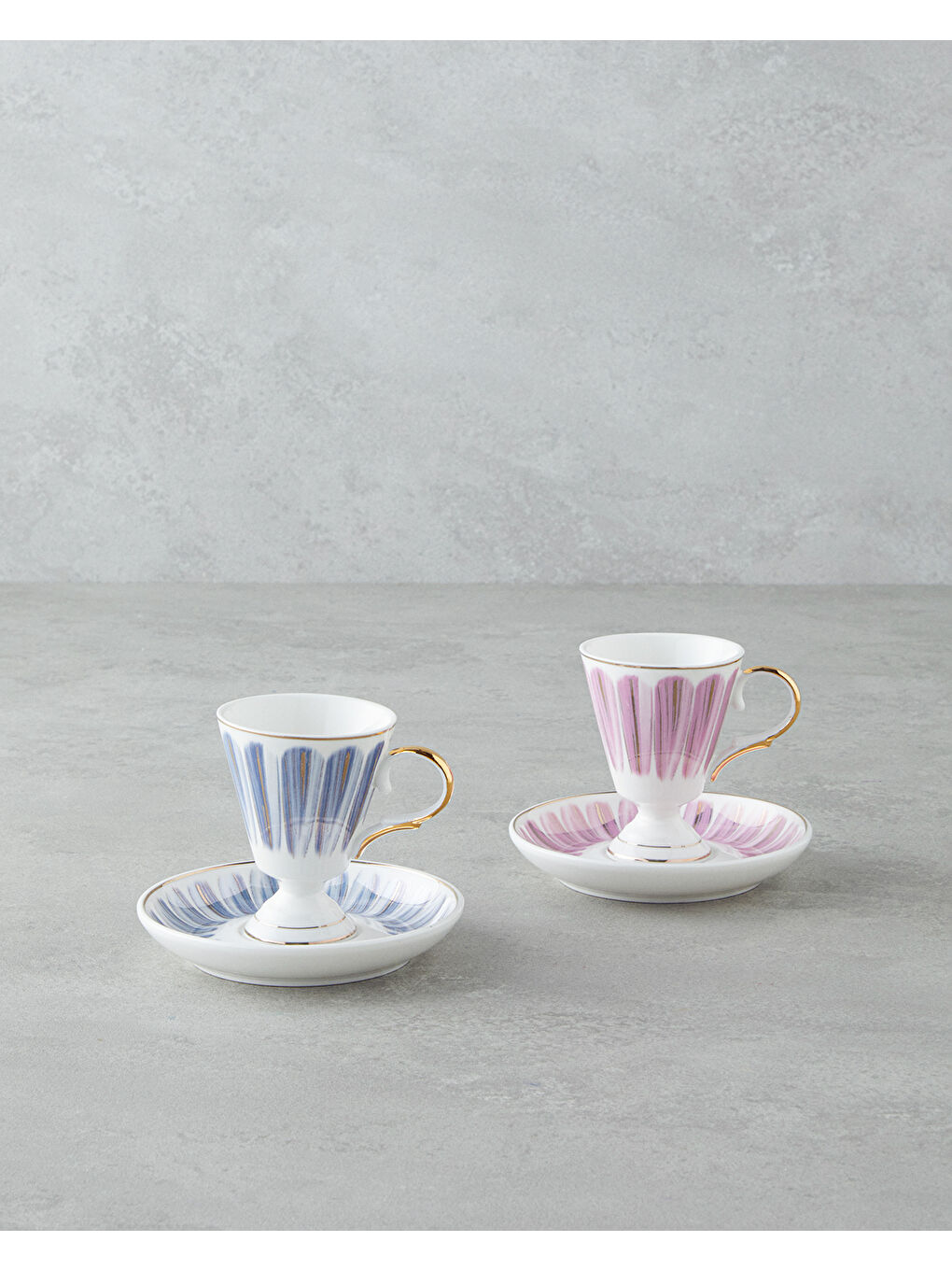 Winnie Porselen 4 Parça 2 Kişilik Kahve Fincan Takımı 90 ml Pembe - Mavi