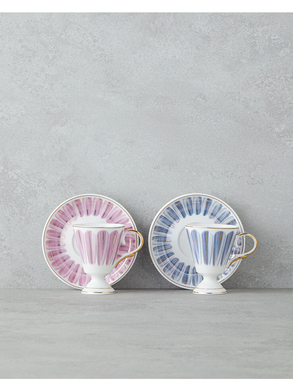 Winnie Porselen 4 Parça 2 Kişilik Kahve Fincan Takımı 90 ml Pembe - Mavi-1