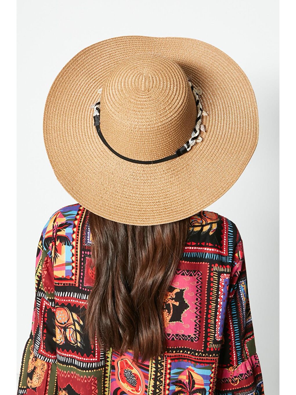 Bej Hasır Plaj Şapkası Y87300-14 Vizon-1