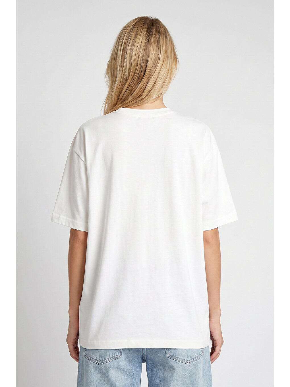 Ekru Oversize Basic Fitilli Modal T-shirt EKRU LUB0361-3
